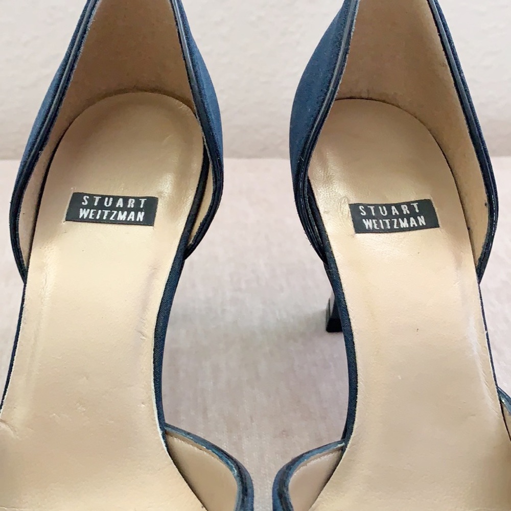 Stuart Weitzman Blue Pointed Slip On Heels Sz 5 - image 6